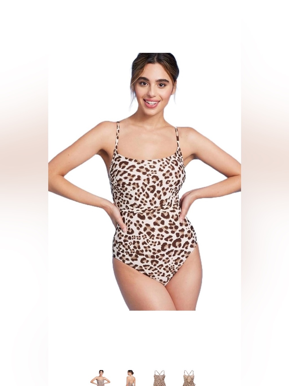 Kona Sol Women's Leopard Print Wrap Belt One Piece Swimsuit Size Large  NEW